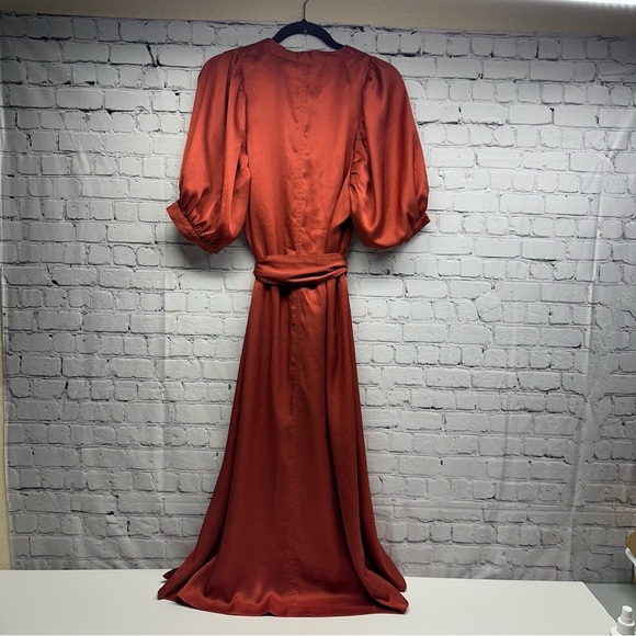 Ann Taylor orange satin midi dress size m - Picture 5 of 14